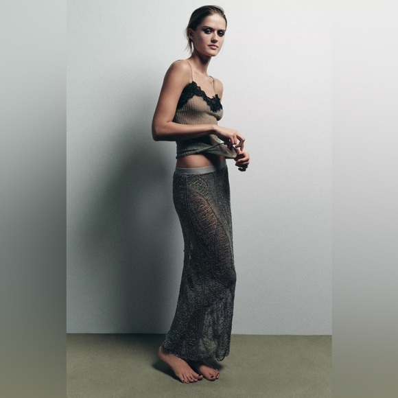 ZARA SHEER BEADED SKIRT - Picture 2 of 9